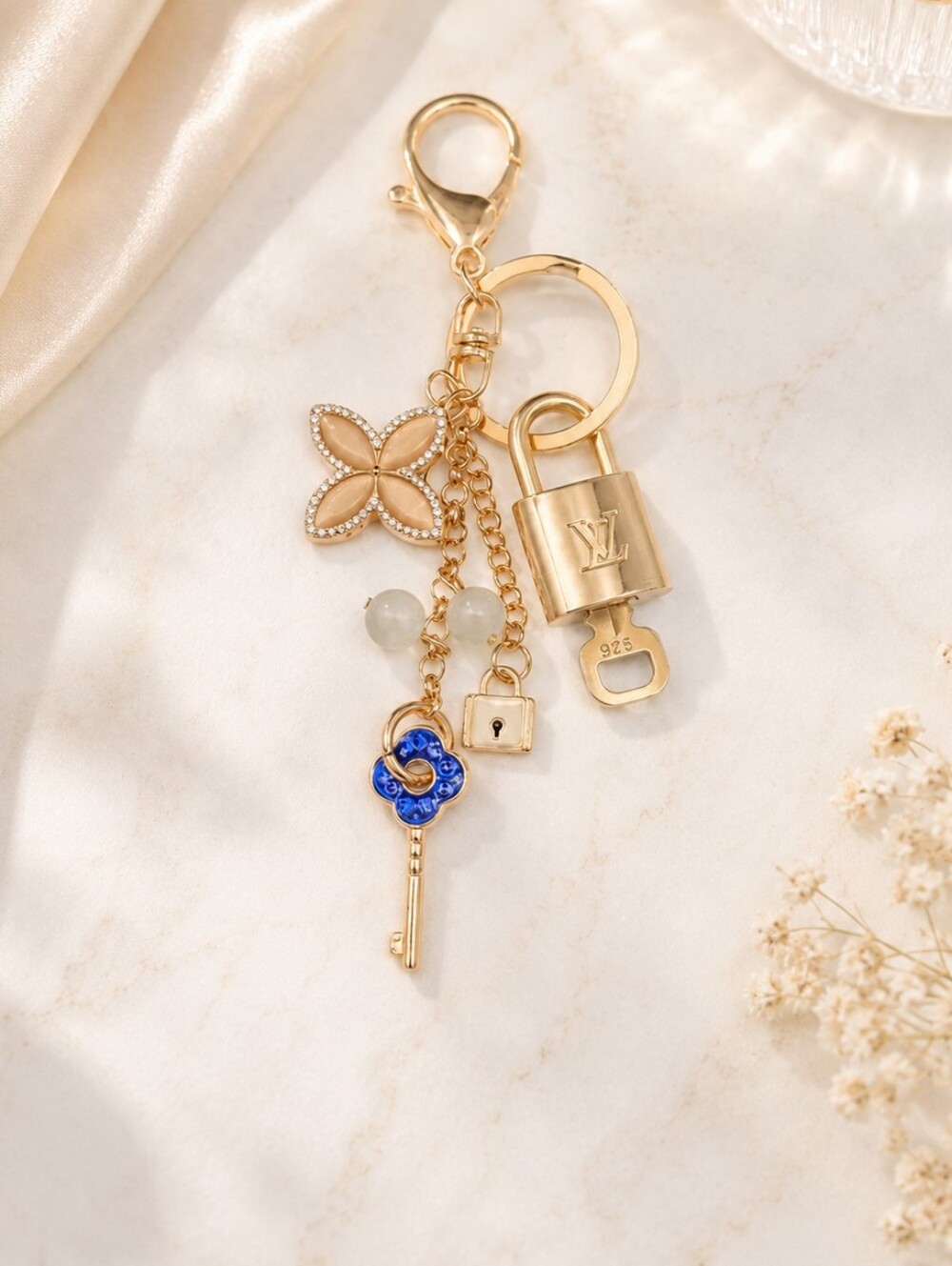 Louis Vuitton Gold Lock & Key 🔑 Authentic LV Unbranded Keychain Charm - Picture 1 of 10